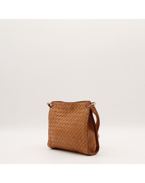 Tote bag en cuir camel - 21 x 19 x 6 cm