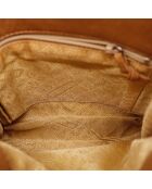 Tote bag en cuir camel - 21 x 19 x 6 cm