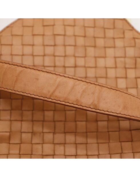 Tote bag en cuir camel - 21 x 19 x 6 cm
