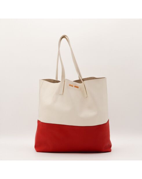 Tote bag en cuir Shopping bicolore - 45 x 35 x 2 cm