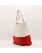 Tote bag en cuir Shopping bicolore - 45 x 35 x 2 cm