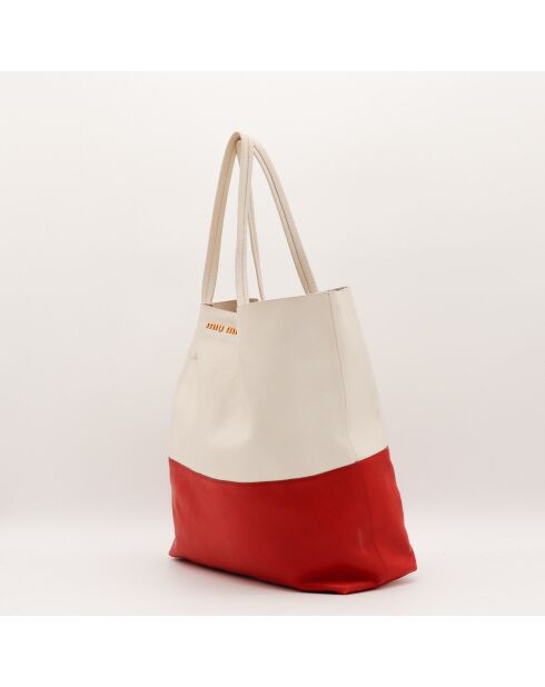 Tote bag en cuir Shopping bicolore - 45 x 35 x 2 cm