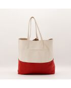 Tote bag en cuir Shopping bicolore - 45 x 35 x 2 cm