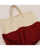 Tote bag en cuir Shopping bicolore - 45 x 35 x 2 cm