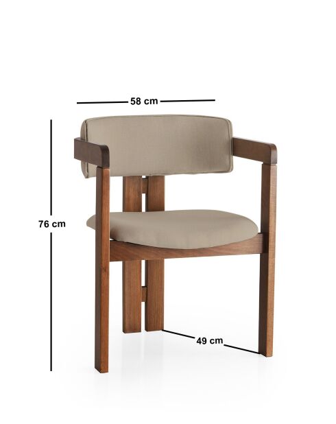 CO-033 walnoot- en visiestoel - 49 x 58 x 76 cm