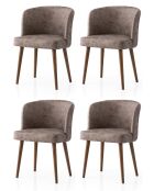 Set Zen 4236 v4 notenhouten en minkstoelen (4 stuks)