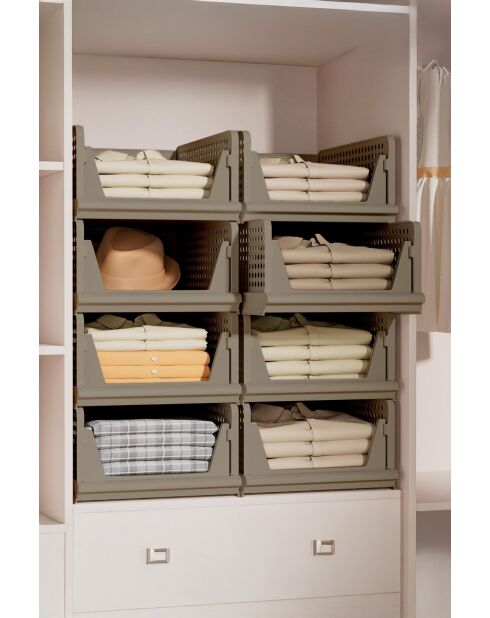 Estante multifuncional de plástico marrón claro - 33,5 x 55,5 x 43 cm