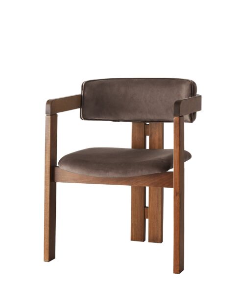 CO-030 stoel in notenhout en bruin - 49 x 58 x 76 cm