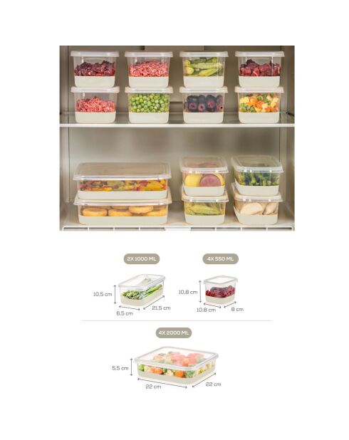 Koelkast-organizerset (10 stuks) grijs