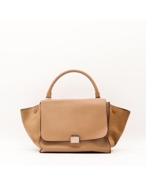 Sac en cuir Trapèze beige - 29.5 x 23 x 17.5 cm