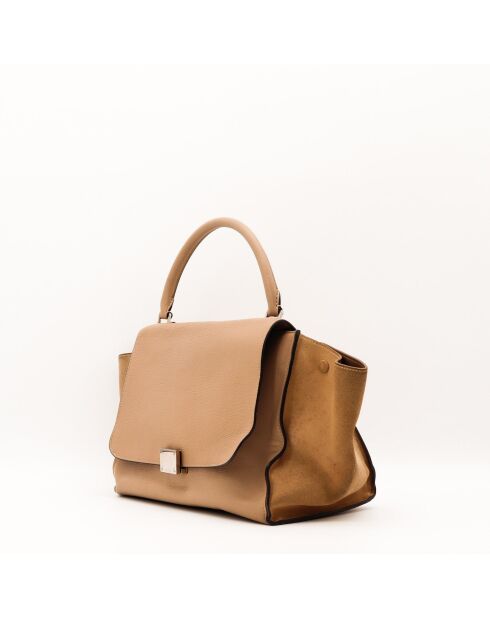 Sac en cuir Trapèze beige - 29.5 x 23 x 17.5 cm