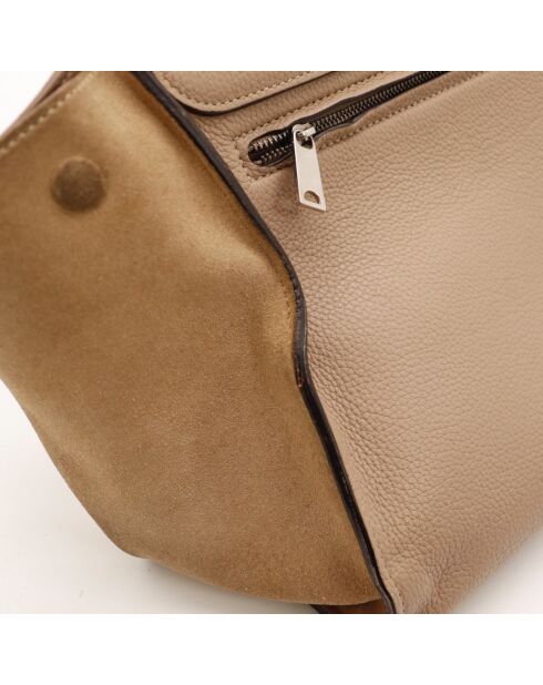Sac en cuir Trapèze beige - 29.5 x 23 x 17.5 cm