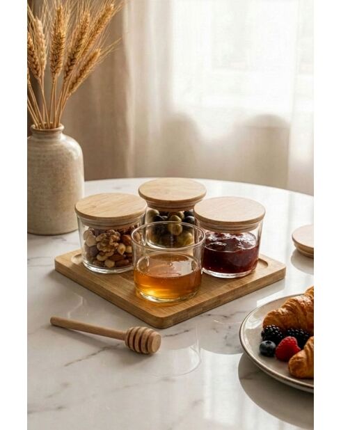 Ensemble de boîtes de rangement (5 pièces) bambou