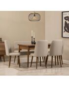 Ensemble table et chaises de salle à manger extensibles (6 pièces) Vina noix, crème