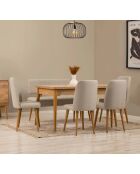 Ensemble table et chaises de salle à manger extensibles (6 pièces) Vina pin de l'atlantique, crème