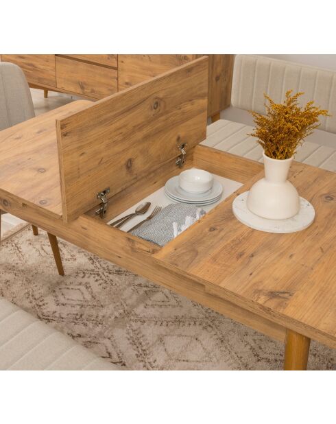 Ensemble table et chaises de salle à manger extensibles (6 pièces) Vina pin de l'atlantique, crème