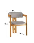 CO-035 stoel van eikenhout en lichtbruin - 49 x 58 x 76 cm