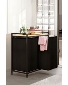 Wäschekorb beige/schwarz - 66 x 70 x 36 cm