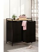 Wäschekorb beige/schwarz - 66 x 70 x 36 cm
