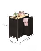Wäschekorb beige/schwarz - 66 x 70 x 36 cm