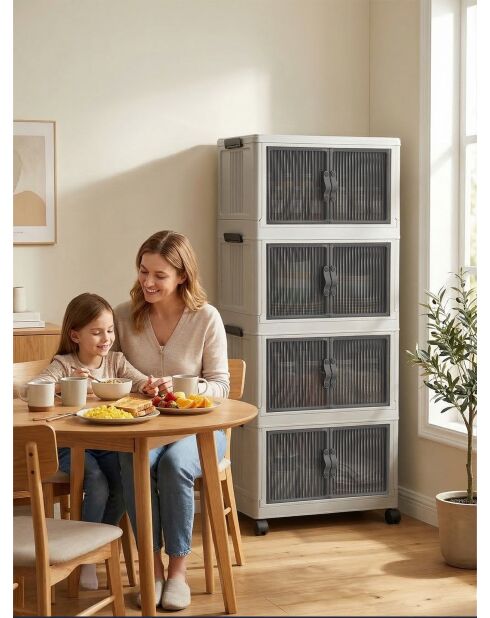 Weißer multifunktionaler Kleiderschrank - 56 x 127 x 56 cm