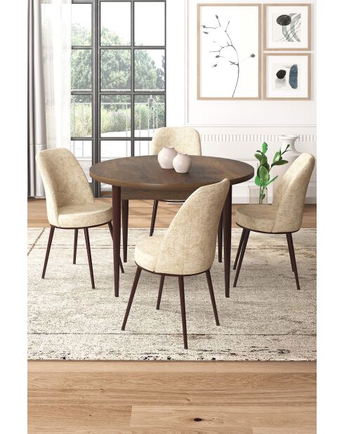 Tor Baroque eettafel en stoelenset (5 stuks), crème