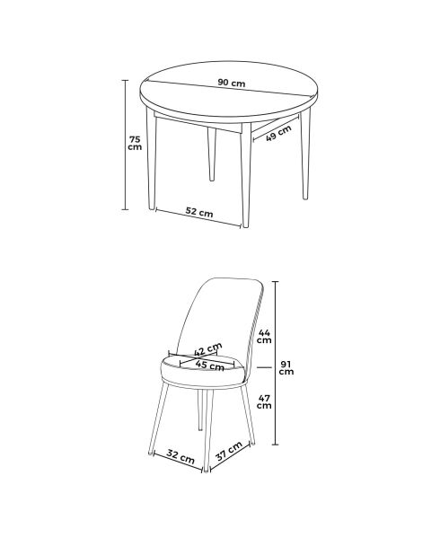 Tor Baroque eettafel en stoelenset (5 stuks), crème
