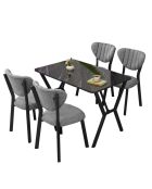 Elma eettafel en stoelset (5 stuks) grijs, zwart