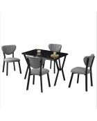 Elma eettafel en stoelset (5 stuks) grijs, zwart
