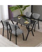 Elma eettafel en stoelset (5 stuks) grijs, zwart