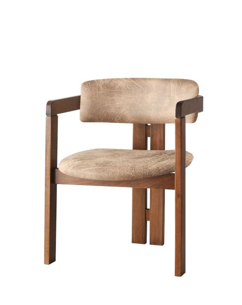 CO-032 stoel in notenhout en beige - 49 x 58 x 76 cm
