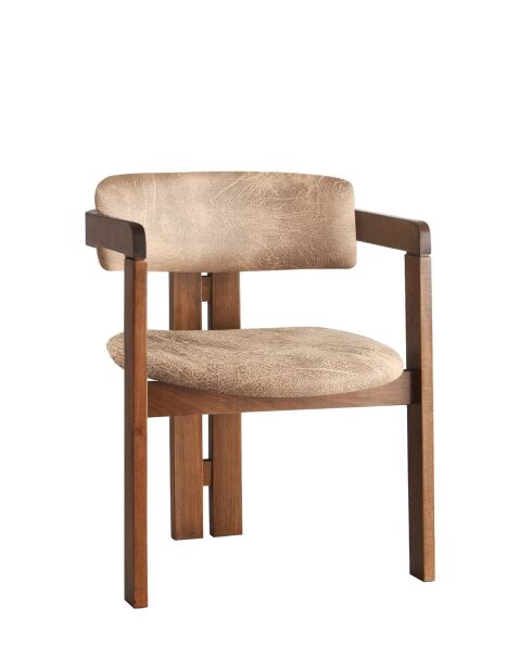 CO-032 stoel in notenhout en beige - 49 x 58 x 76 cm