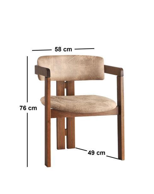 CO-032 stoel in notenhout en beige - 49 x 58 x 76 cm
