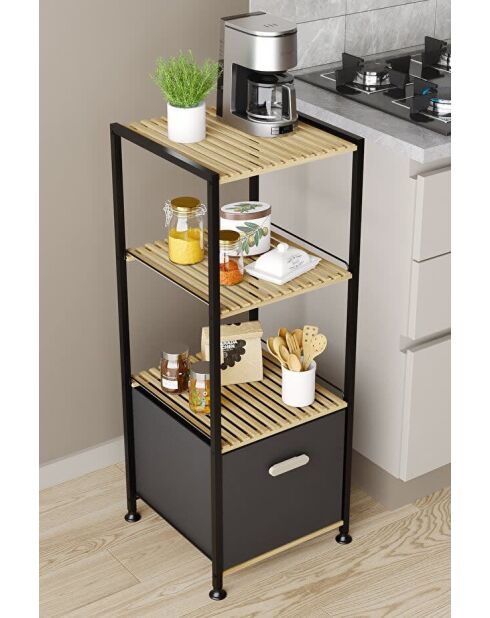 Küchenregal beige/schwarz - 35 x 89 x 35 cm