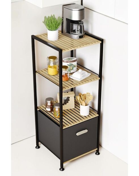 Küchenregal beige/schwarz - 35 x 89 x 35 cm