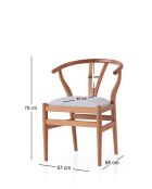 Magma 4403 eikenhouten en crèmekleurige stoel - 58 x 57 x 78 cm
