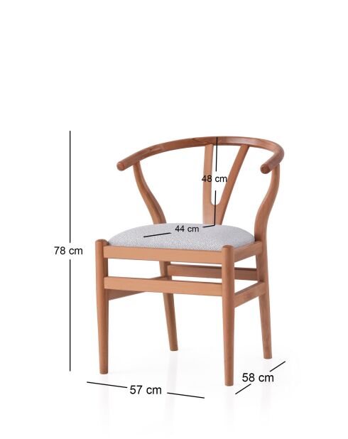 Magma 4403 eikenhouten en crèmekleurige stoel - 58 x 57 x 78 cm
