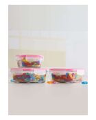 Juego de cajas de almacenamiento de vidrio (3 piezas) rosa