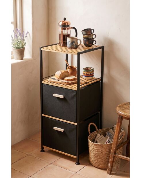 Estante de cocina beige/negro - 35 x 72 x 35 cm