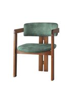CO-031 stoel in notenhout en groen - 49 x 58 x 76 cm