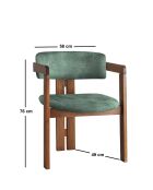 CO-031 stoel in notenhout en groen - 49 x 58 x 76 cm