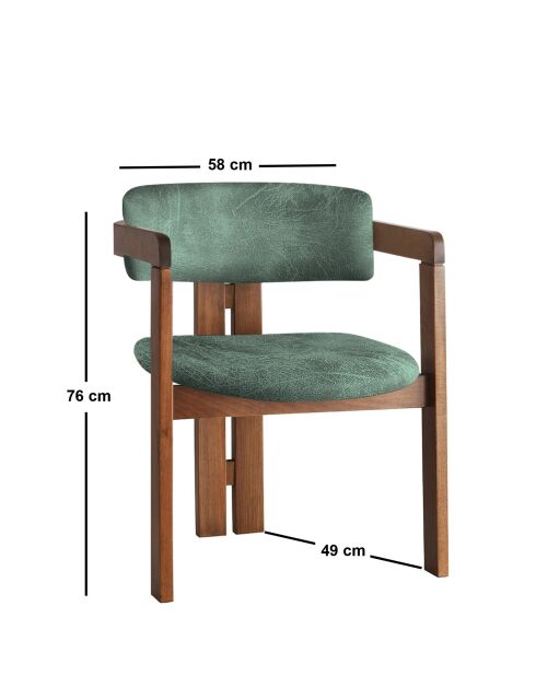 CO-031 stoel in notenhout en groen - 49 x 58 x 76 cm