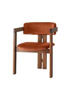 CO-028 notenhouten en rode tegelstoel - 49 x 58 x 76 cm