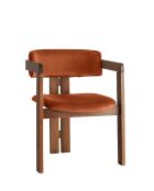 CO-028 notenhouten en rode tegelstoel - 49 x 58 x 76 cm