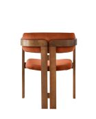 CO-028 notenhouten en rode tegelstoel - 49 x 58 x 76 cm