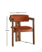 CO-028 notenhouten en rode tegelstoel - 49 x 58 x 76 cm