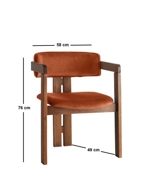 CO-028 notenhouten en rode tegelstoel - 49 x 58 x 76 cm