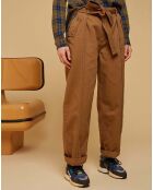 Pantaloni con cintura Camel Raphia