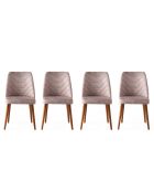 Stoelenset Dallas 555 V4 notenhout en beige (4 stuks)