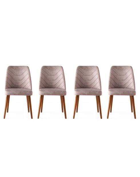 Stoelenset Dallas 555 V4 notenhout en beige (4 stuks)